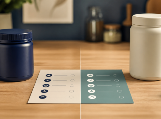 Two unbranded products compared side by side on a practical decision card
