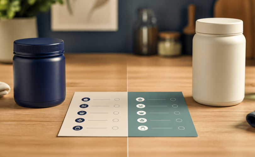 Two unbranded products compared side by side on a practical decision card