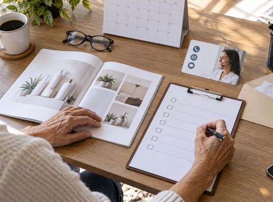 New distributor organizes a product guide, support information, calendar, and checklist.