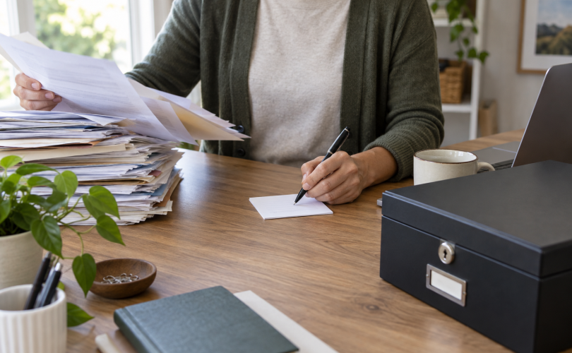 Business owner reduces an overfilled customer record to one minimal note.